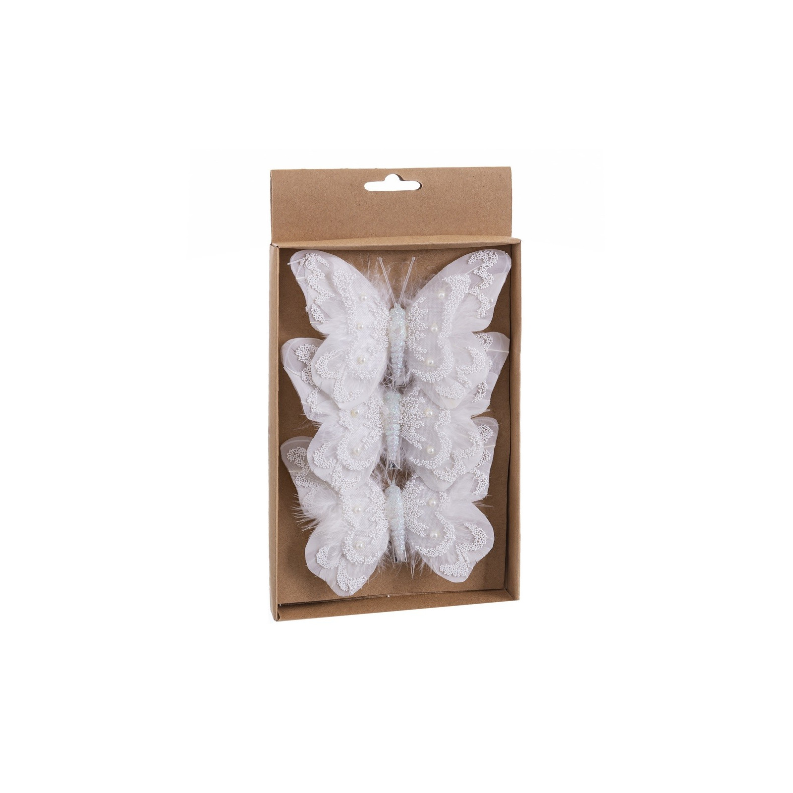 Borboleta s 3 com clipe branco de 12 cm