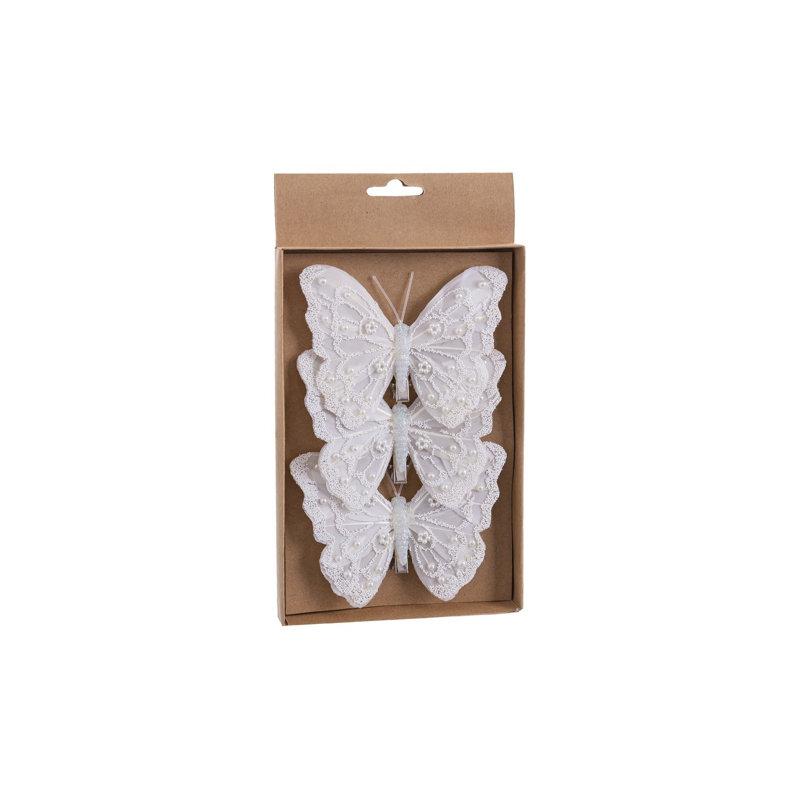 Borboleta s 3 com clipe branco de 12 cm