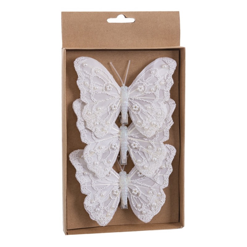 Borboleta s 3 com clipe branco de 12 cm