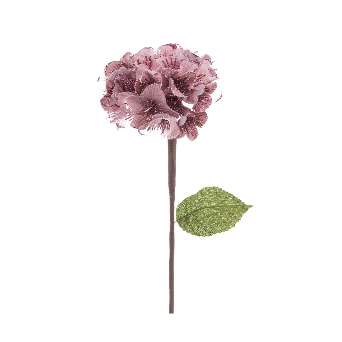 Flor de hortênsia de tecido rosa 15 x 63 cm