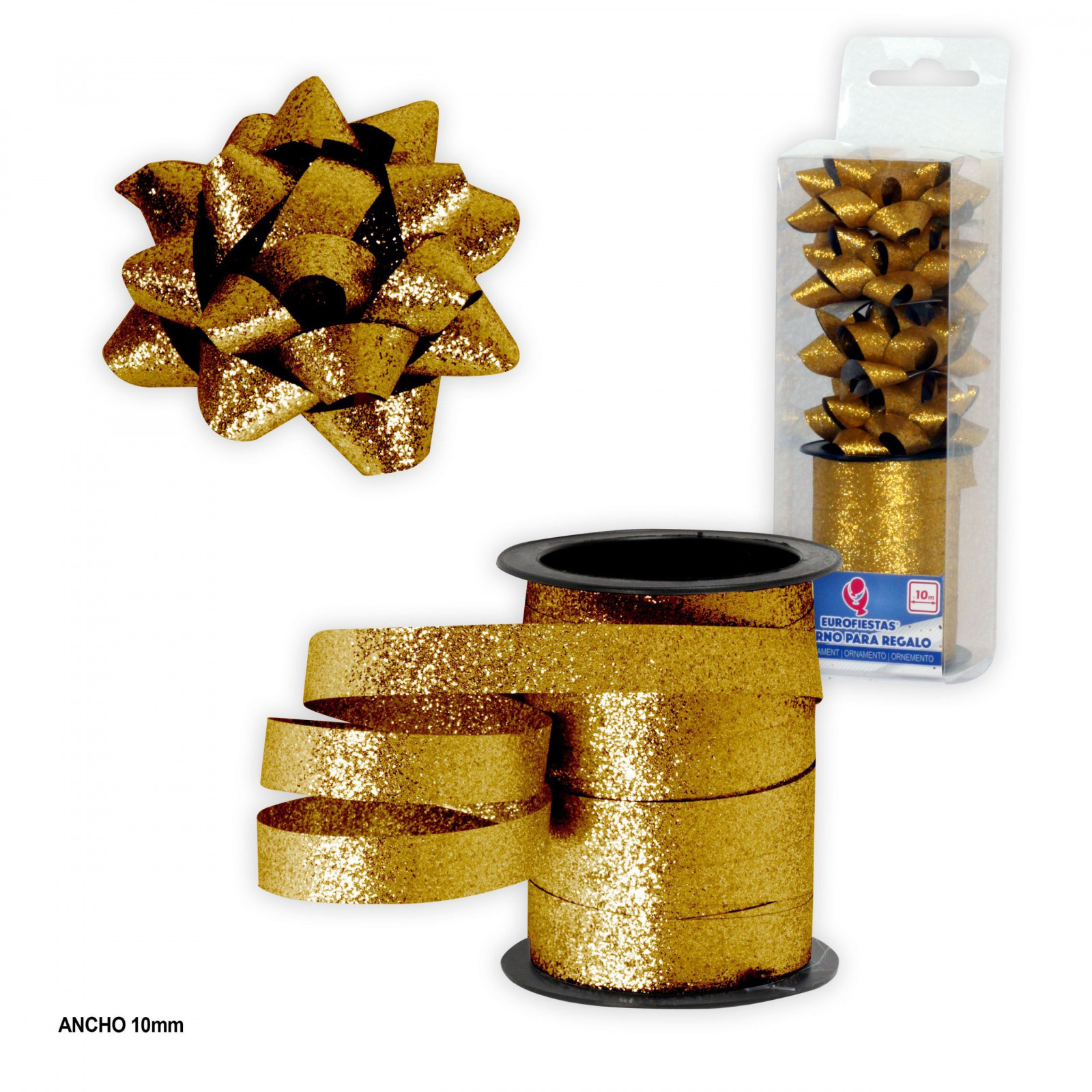 Roll 10m arco 1cm ouro glitter