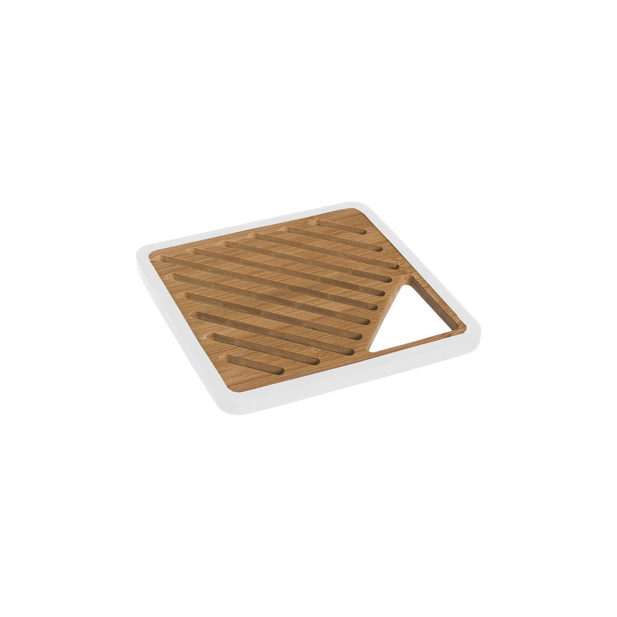 Trivet de bambu de silicone branco