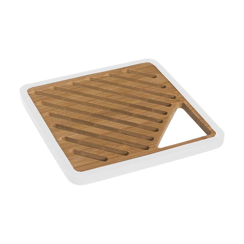 Trivet de bambu de silicone branco