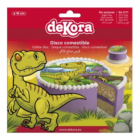 Bolacha comestível para bolo com desenho de dinossauro