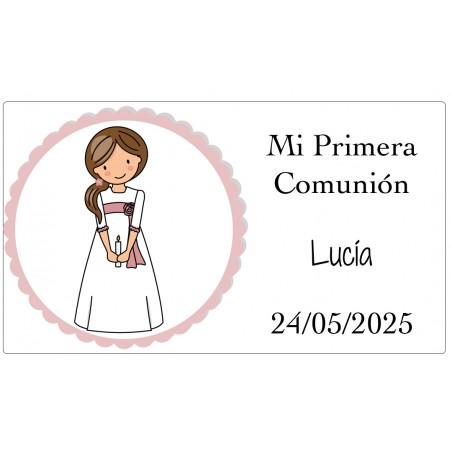 Modelo de garrafa de comunhão personalizada para menina