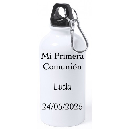 Garrafa de comunhão personalizada para menina com texto e nome