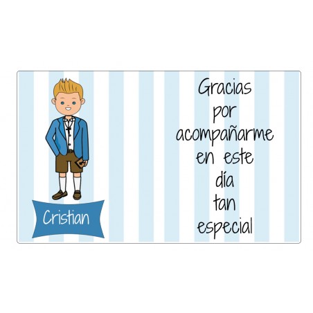 Modelo de comunhão infantil fundo azul claro para garrafa personalizada