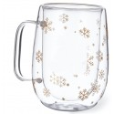 Caneca térmica de vidro com flocos de neve