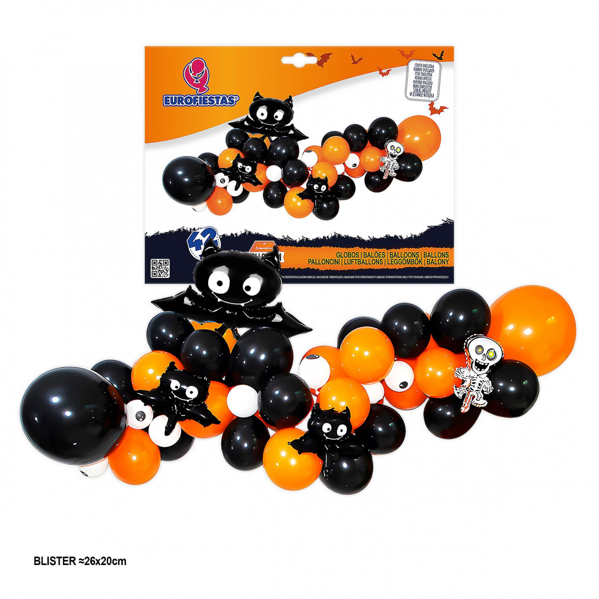 Nuvem de balão de Halloween 42pcs morcego