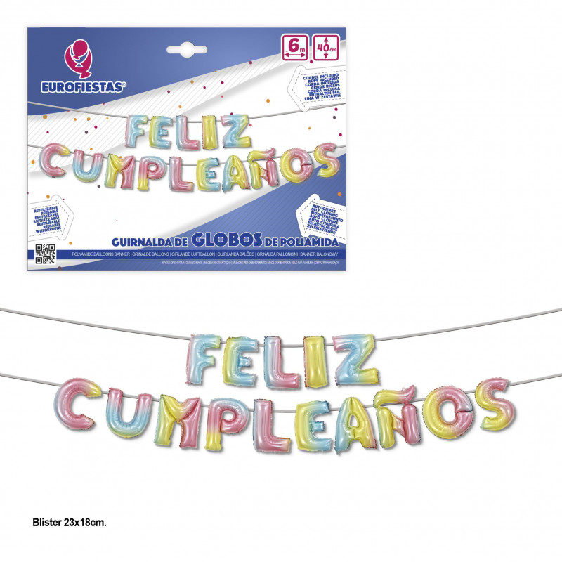 Conjunto de balões de feliz aniversário em tons claros