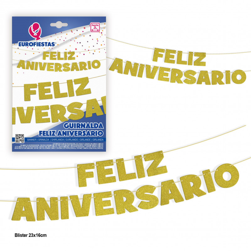 Guirlanda de carta de feliz aniversário com glitter dourado