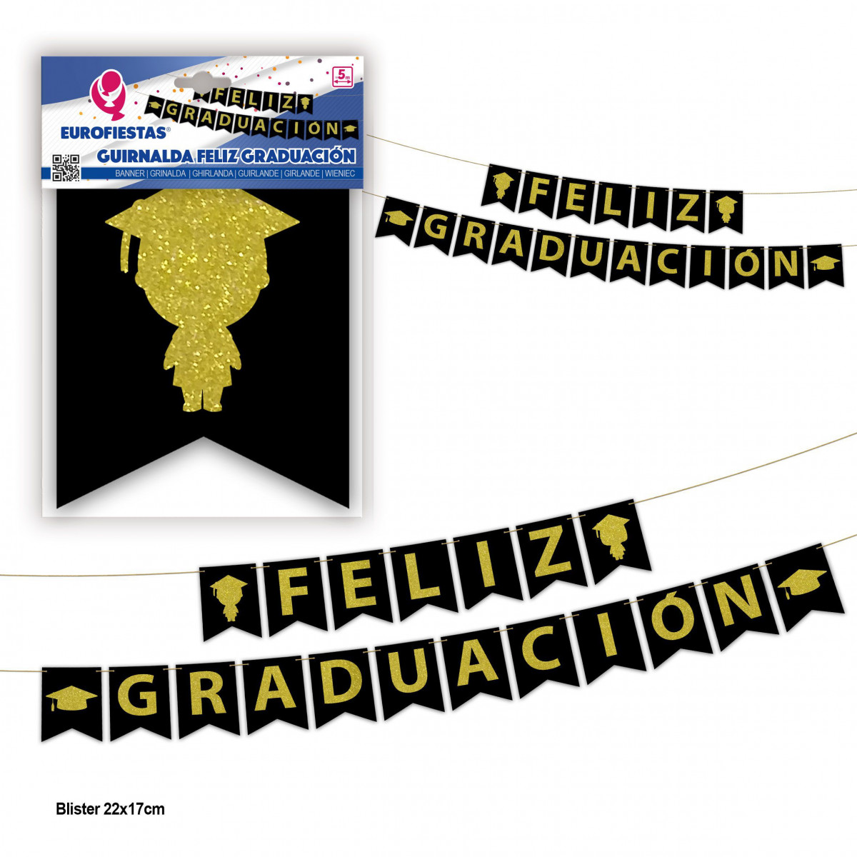 Feliz graduação garland letras de ouro queimado