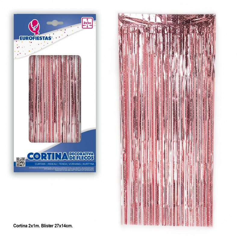 Cortina de franjas 2x1 estrelas rosa