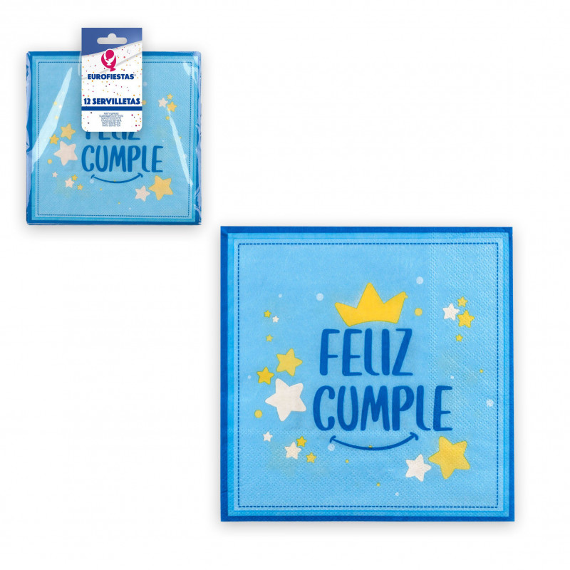 Coleção de guardanapos de feliz aniversário azul