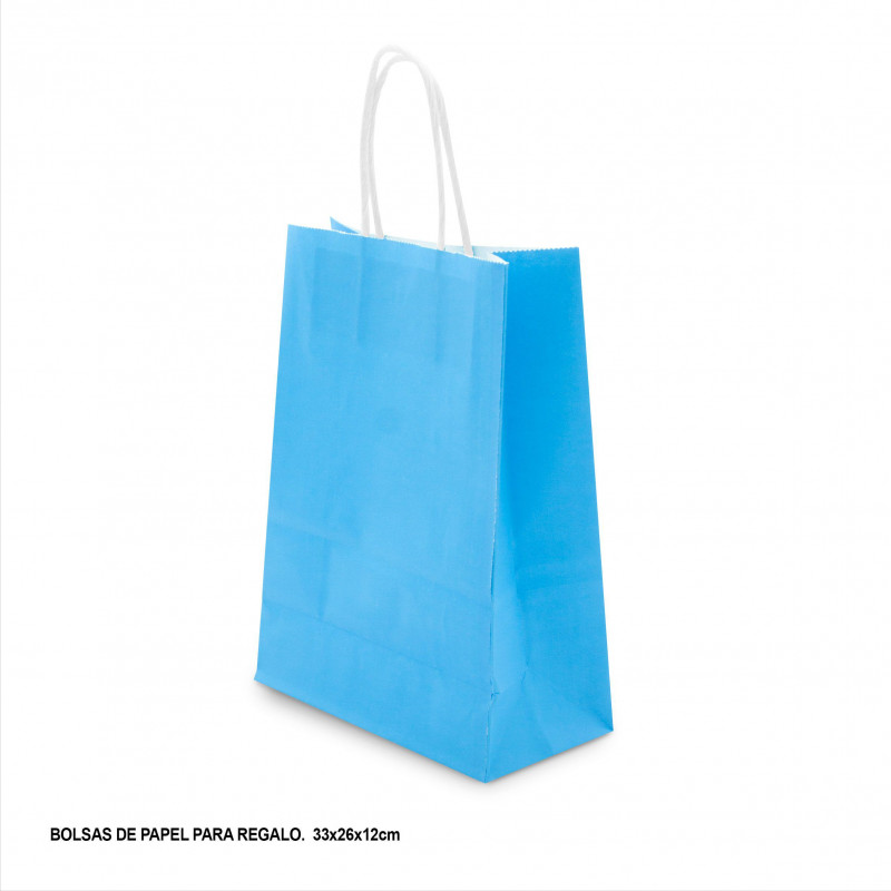 Saco papel 33x26x12cm azul claro