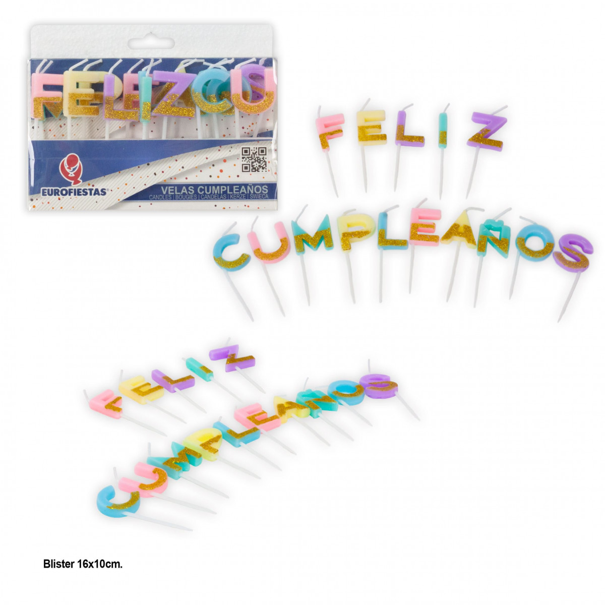 Vela de feliz aniversário pastel e glitter