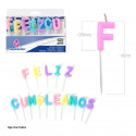 Letras de velas de feliz aniversário em cor pastel