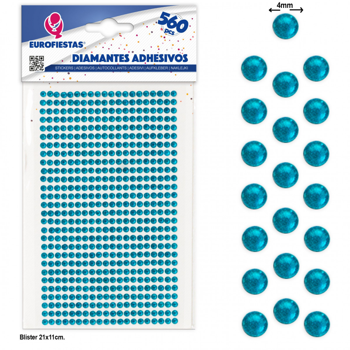 560 pequenos diamantes adesivos turquesa