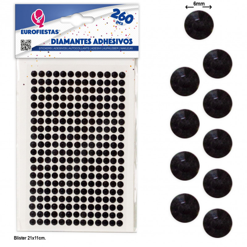 260 diamantes adesivos med preto