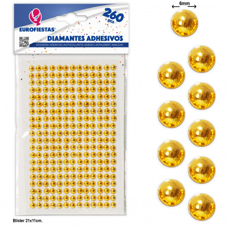 260 diamantes adesivos com banhado a ouro