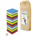 Jenga colorida com bolsa e adesivo personalizado