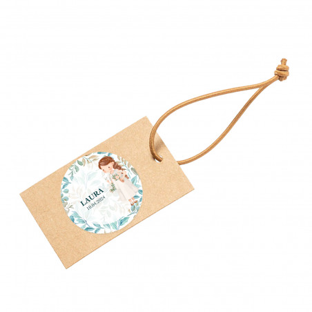 Hangtag personalizada para detalhes da comunhão das meninas