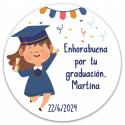 Adesivo redondo personalizado de 5 cm para formatura de menina