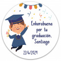 Adesivo de 5 cm. personalizado para formatura de menino