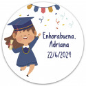 Adesivo redondo de formatura de menina personalizado de 3 cm