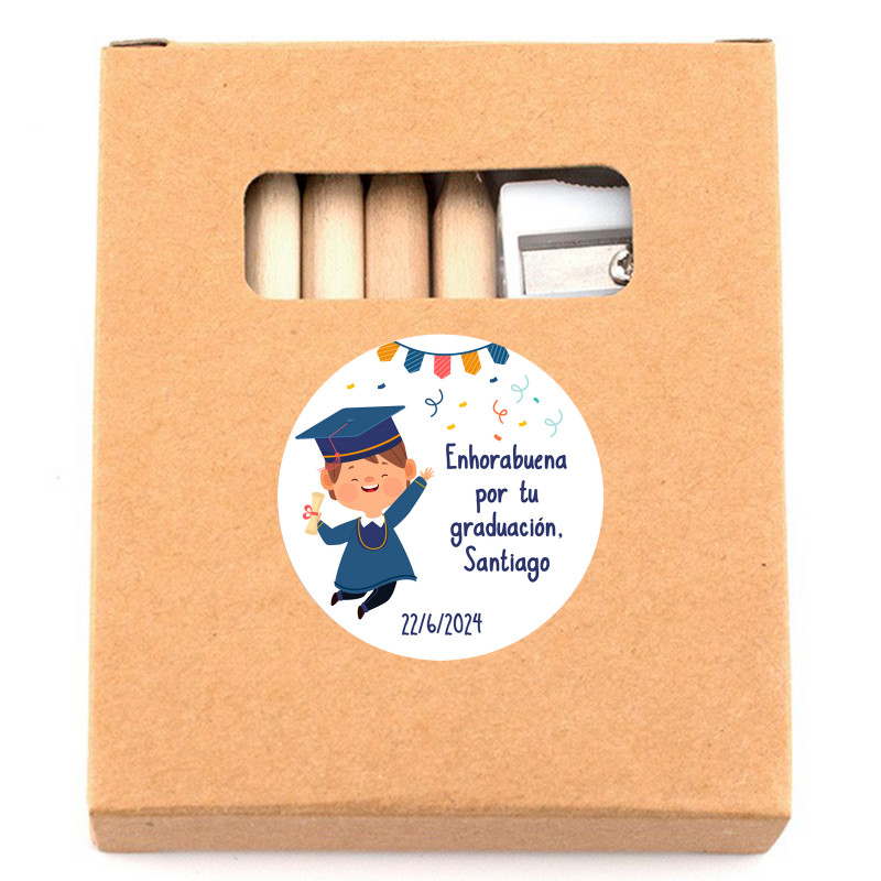 Conjunto para colorir com adesivo personalizado de formatura infantil