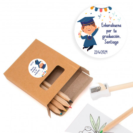 Conjunto para colorir com adesivo personalizado de formatura infantil