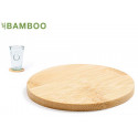 Base para copos de bambu em caixa de presente e adesivos decorativos para dar de presente