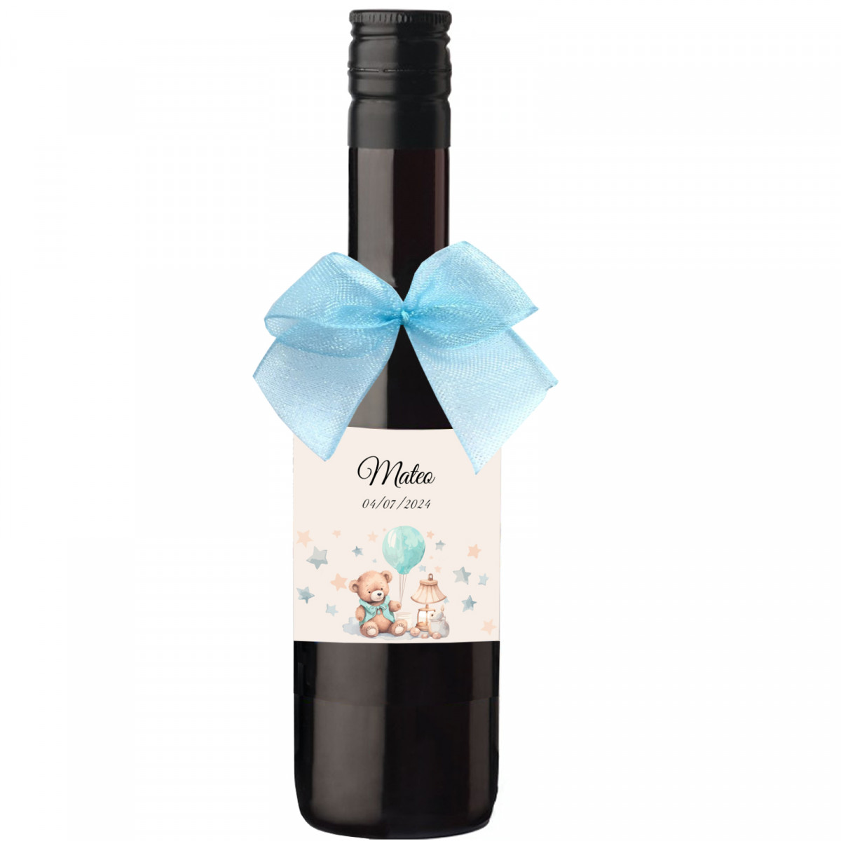 Garrafa de vinho com decoração para batizado