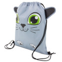 Mochila em formato de gato com garrafa de água com adesivo personalizado