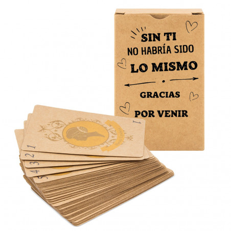 Baralho de cartas espanhol com adesivo de agradecimento