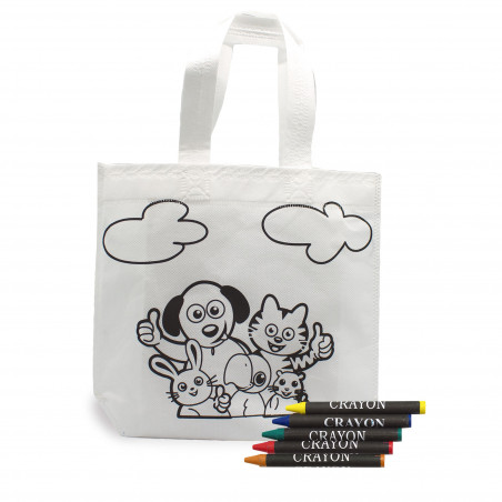 Bolsa para colorir infantil com pompero Bluey e bingo