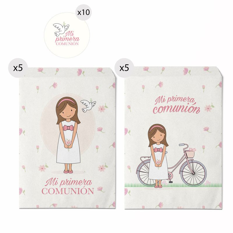 Conjunto de 10 envelopes de papel tamanho 16x24 para presente de comunhão de menina