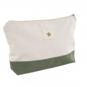 Bolsa de toalete bicolor de algodão verde