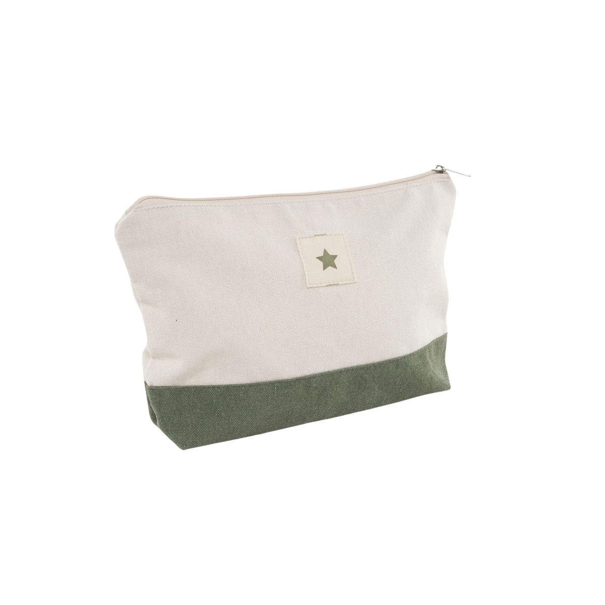 Bolsa de toalete bicolor de algodão verde