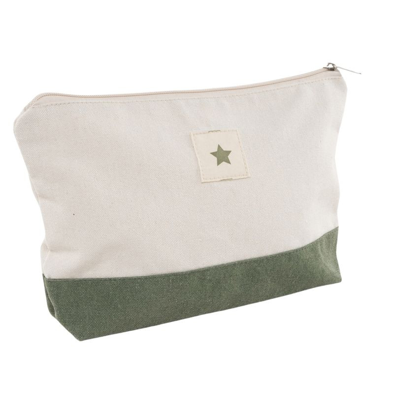 Bolsa de toalete bicolor de algodão verde