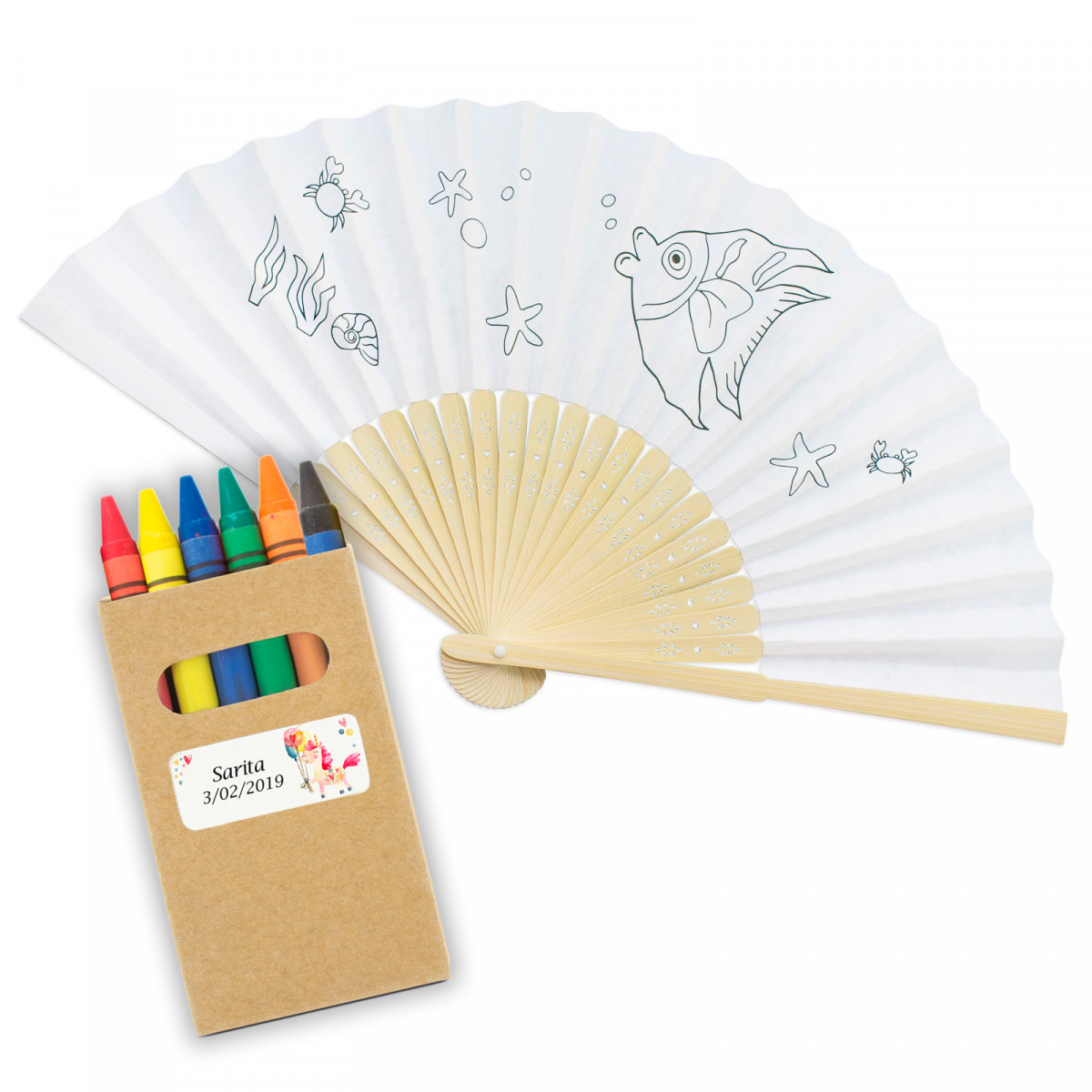 Leque para colorir com tintas personalizadas