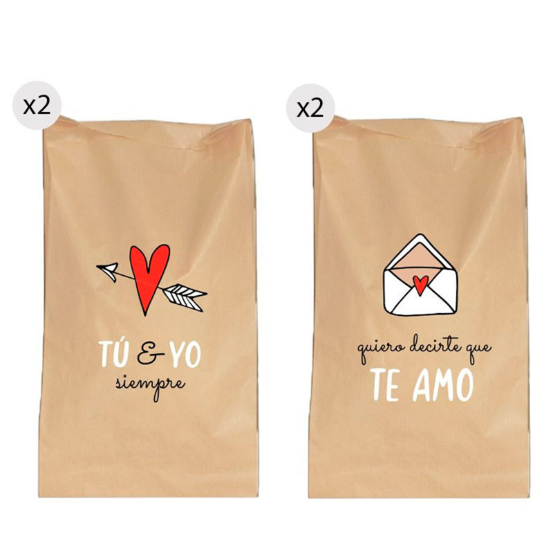 Envelopes para detalhes com frases de amor em embalagem de 4 unidades