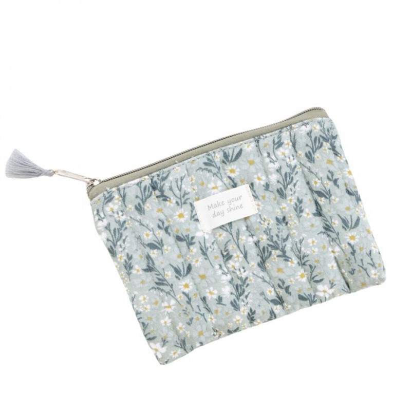 Bolsa de toalete plana com flores