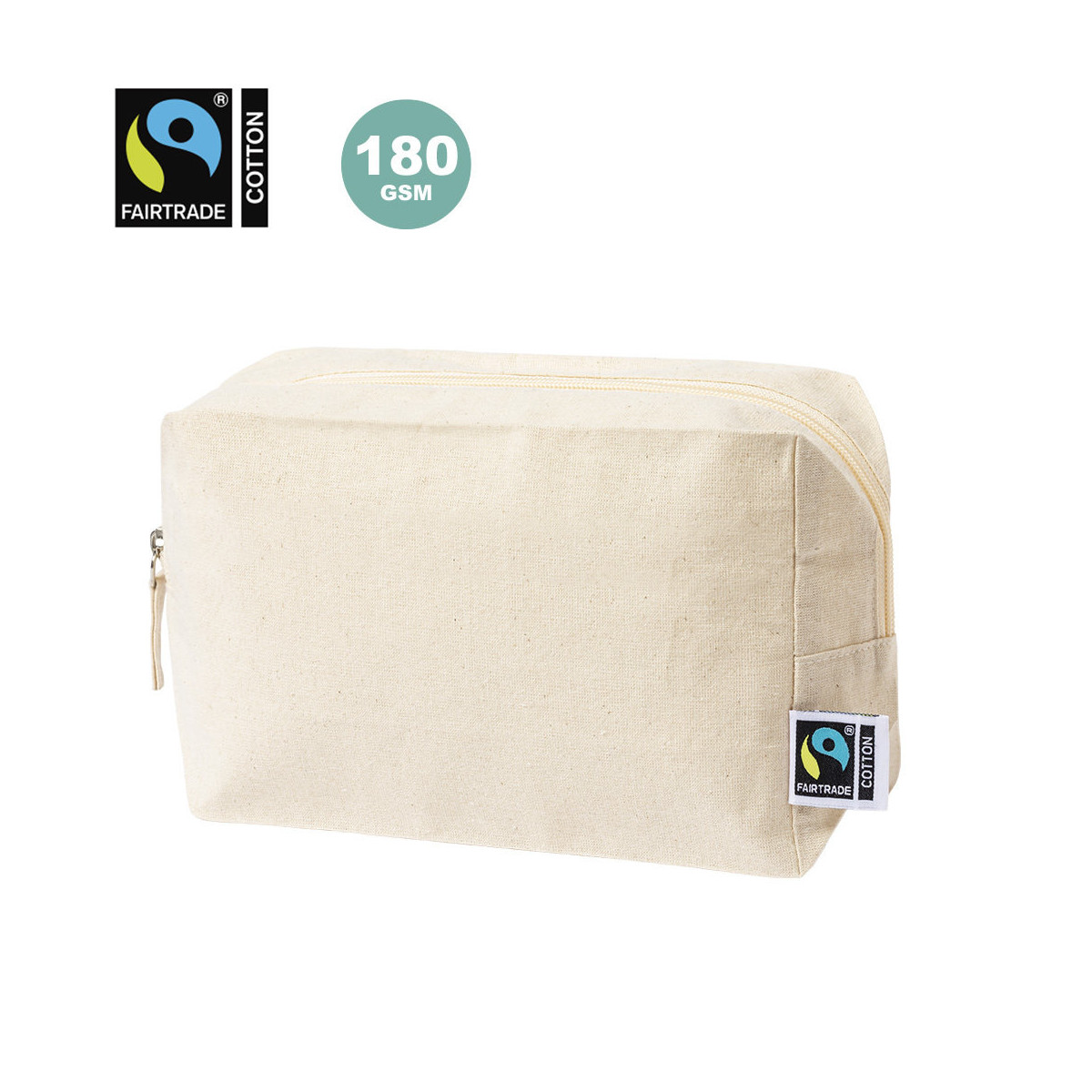 Bolsa de toalete 100% algodão com zíper inclui certificação Fairtrade - Bolsa de toalete Grafox Fairtrade