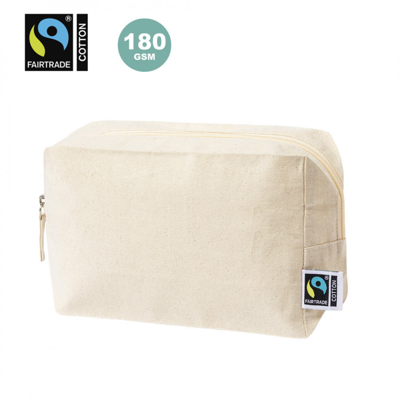 Bolsa de toalete 100% algodão com zíper inclui certificação Fairtrade