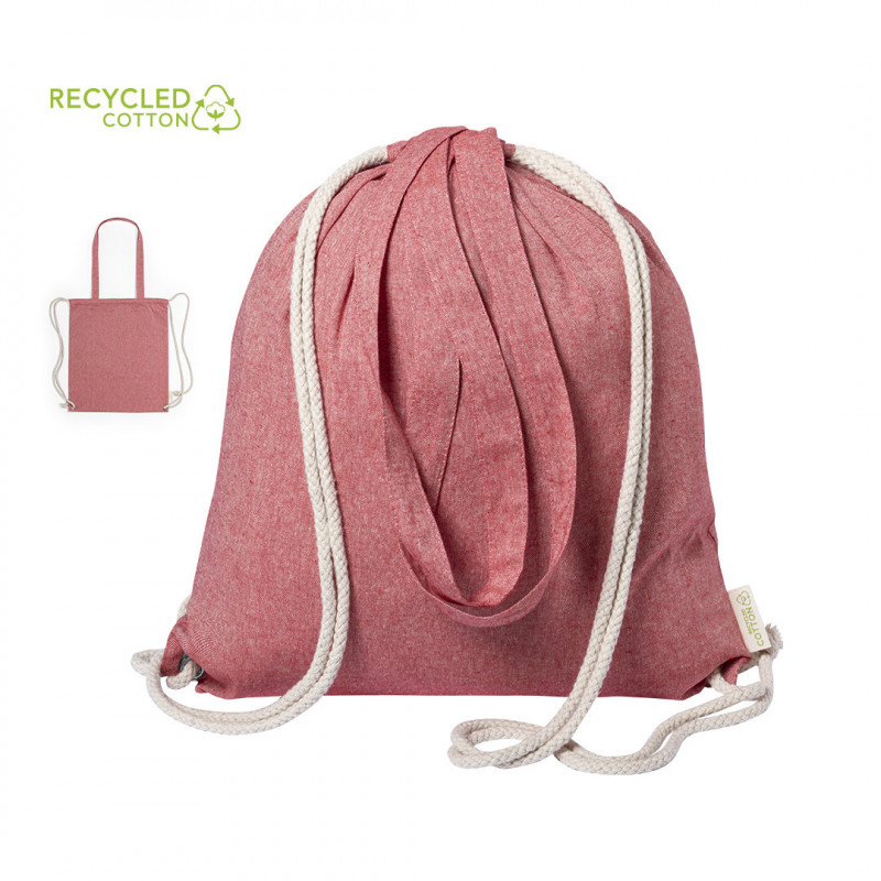 Mochila de corda com alças de várias cores