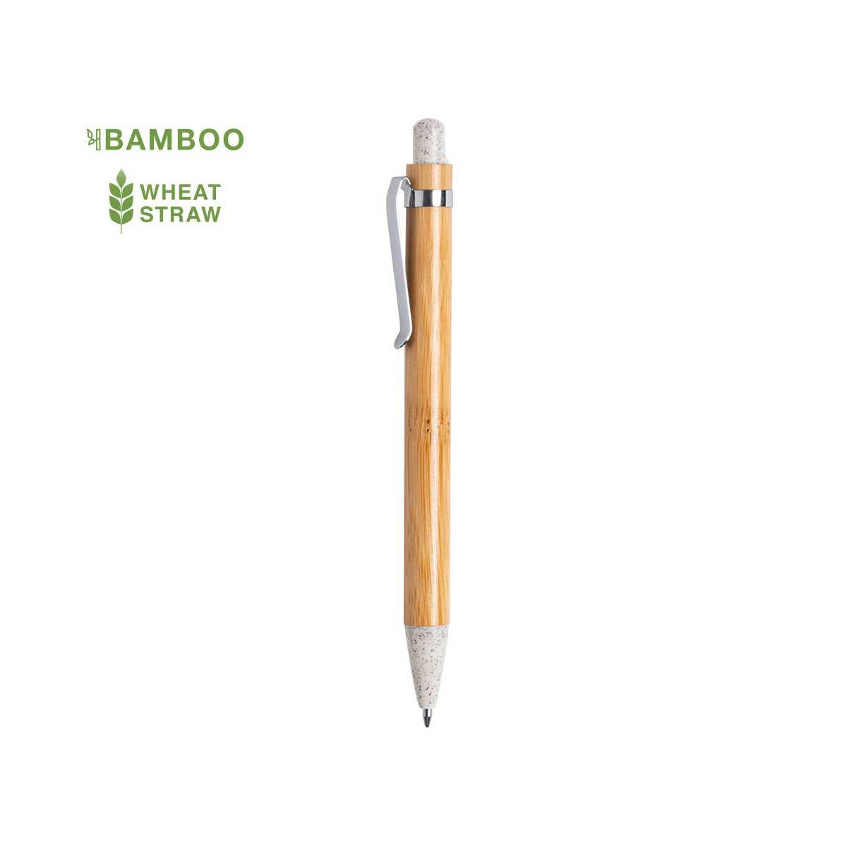 Caneta de bambu e cana de trigo com botão para dar de presente - Caneta Trepol