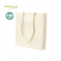 Saco de algodão orgânico de cor natural com alças compridas para presentear - Bolsa Casim