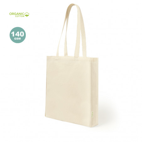 Saco de algodão orgânico de cor natural com alças compridas para presentear - Bolsa Casim