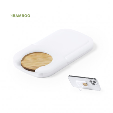 Suporte multifuncional para celular com moeda de bambu integrada - Suporte Farty